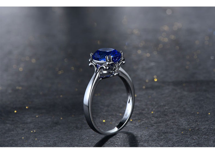 1 Carat cushion cut Blue Sapphrie Solitaire Unique Engagement Ring in White Gold