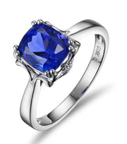 1 Carat cushion cut Blue Sapphrie Solitaire Unique Engagement Ring in White Gold