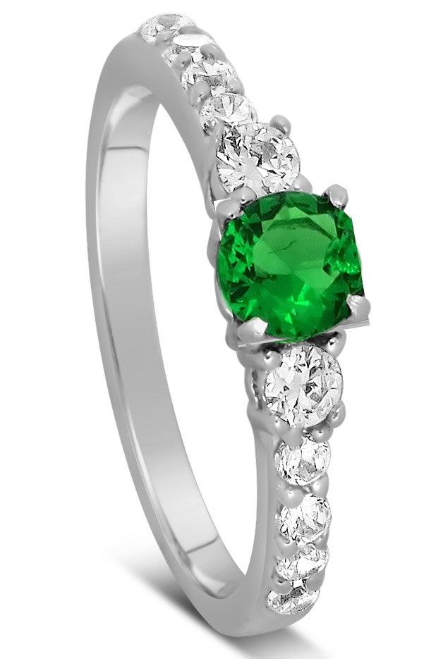 1 Carat Emerald and Moissanite Diamond Engagement Ring in Gold