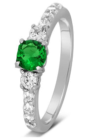 1 Carat Emerald and Moissanite Diamond Engagement Ring in Gold