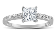 1.50 Carat Princess cut Diamond Ring Moissanite Engagement Ring in 10K White Gold