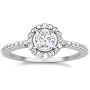 Halo Moissanite Ring 1.50 Carat Princess Cut Moissanite Diamond on 10k White Gold