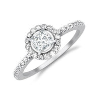 Halo Moissanite Ring 1.50 Carat Princess Cut Moissanite Diamond on 10k White Gold