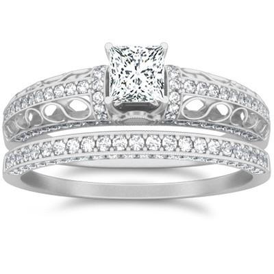 Art Deco Moissanite Engagement Ring 2.50 Carat Princess Cut Moissanite on 18k Rose Gold Plating