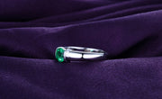 1 Carat Round Emerald Gemstone Solitaire Engagement Ring in White Gold