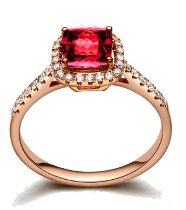 1 Carat Ruby and Moissanite Diamond Antique Engagement Ring in Rose Gold