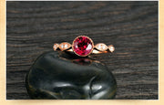 1 Carat Ruby and Moissanite Diamond Antique Engagement Ring in Gold