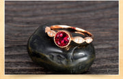 1 Carat Ruby and Moissanite Diamond Antique Engagement Ring in Gold