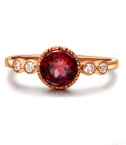 1 Carat Ruby and Moissanite Diamond Antique Engagement Ring in Gold