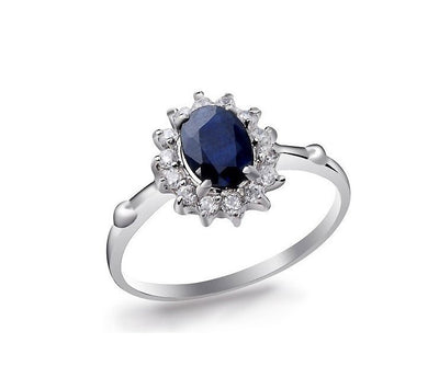1 Carat Sapphire Engagement Ring on 10k White Gold