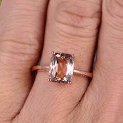 Cushion Cut 1 Carat Morganite Engagement Ring Wedding Ring Promise Ring 10k Rose Gold Solitaire Anniversary Ring 