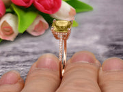 Cushion Cut 1.50 Carat Champagne Diamond Moissanite Engagement Ring Wedding Ring 10k Rose Gold Unique Basket Prongs