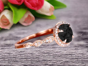 1.50 Carat Round Cut Gemstone Black Diamond Moissanite Engagemrnt Ring Pink Black Diamond Moissanite Ring On 10k Rose Gold Promise Ring