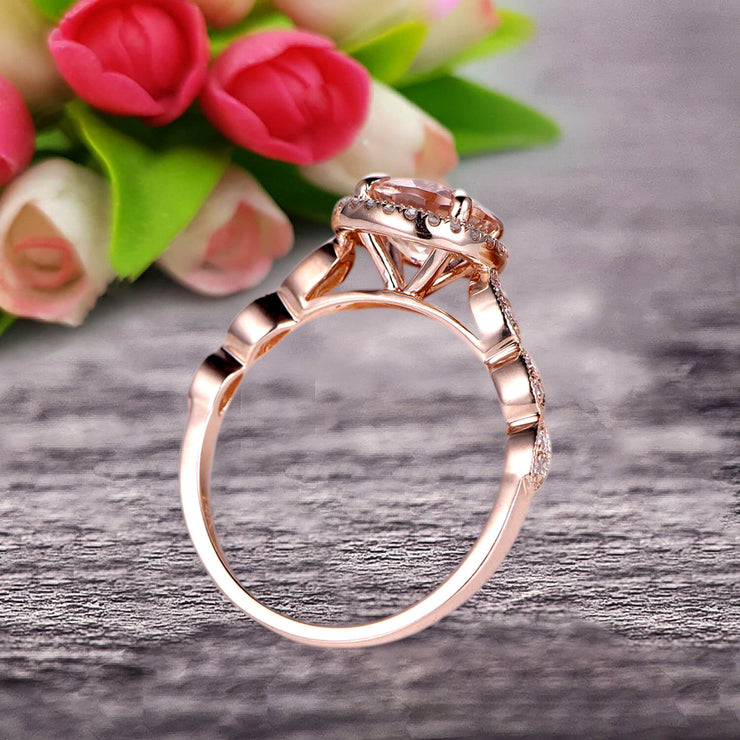 1.50 Carat Round Cut Gemstone Morganite Engagemrnt Ring Pink Morganite Ring On 10k Rose Gold Promise Ring