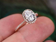 1.50 Ct Oval cut Halo Moissanite and Diamond Wedding Ring
