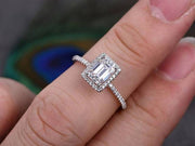 1.50 Ct Halo Moissanite & Diamond Wedding Ring 