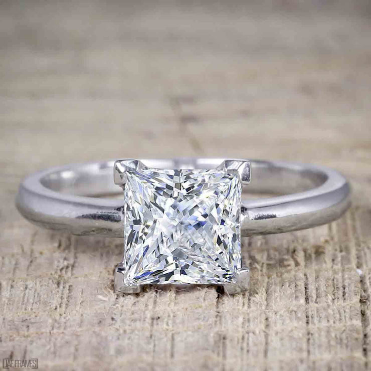 1.50 Carat Moissanite and Diamond Trio Bridal Ring Set in 10k White Gold
