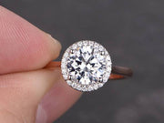 Best Seller 1.25 Ct Halo Round cut Moissanite & Diamond Ring in White Gold
