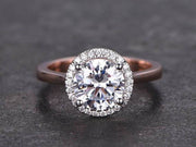 Best Seller 1.25 Ct Halo Round cut Moissanite & Diamond Ring in White Gold
