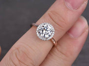 Best Seller 1.25 Ct Halo Round cut Moissanite & Diamond Ring in White Gold
