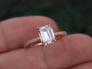 1.25 ct Moissanite & Diamond Engagement Ring in Semi Eternity Rose Gold
