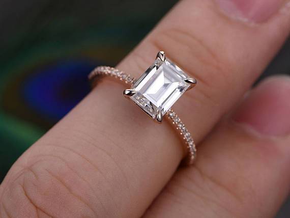 1.25 ct Moissanite & Diamond Engagement Ring in Semi Eternity Rose Gold
