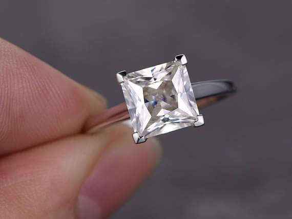 1 Carat Solitaire Moissanite Wedding Ring in 10k White Gold for her
