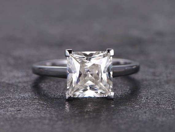 1 Carat Solitaire Moissanite Wedding Ring in 10k White Gold for her
