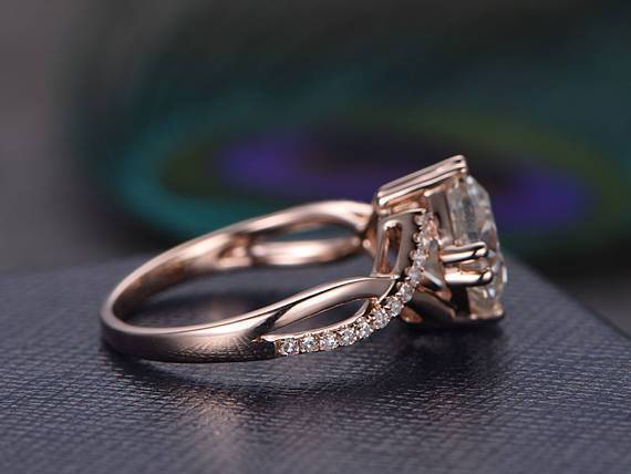 1.25 ct Infinity Moissanite & Diamond Wedding Ring in 10k Rose Gold
