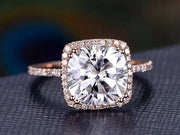 1.50 Carat Halo Moissanite and Diamond Wedding Ring in 10k Rose Gold
