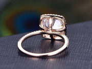 1.50 Carat Halo Moissanite and Diamond Wedding Ring in 10k Rose Gold
