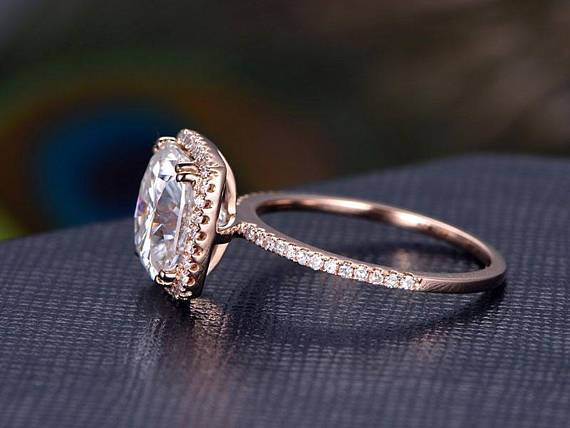 1.50 Carat Halo Moissanite and Diamond Wedding Ring 