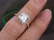 1.50 Carat Halo Moissanite and Diamond Wedding Ring in 10k Rose Gold
