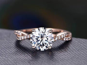 Artdeco 1.25 Carat Infinity Moissanite and Diamond Engagement Ring in Rose Gold
