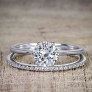 1.25 ct Moissanite and Diamond Wedding Ring Set 