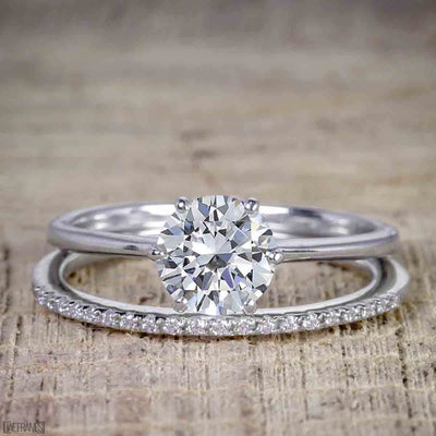 1.25 ct Moissanite and Diamond Wedding Ring Set 