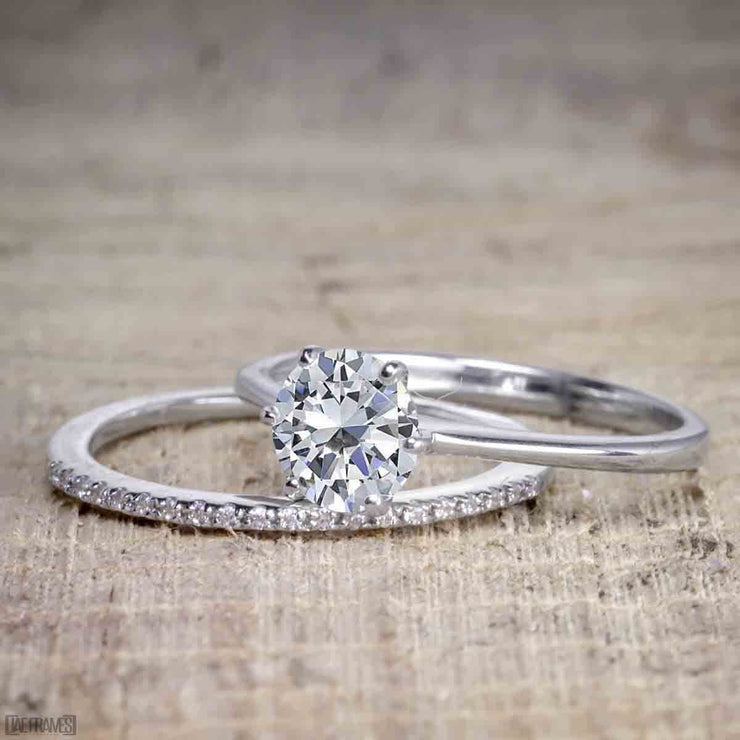 1.25 ct Moissanite and Diamond Wedding Ring Set 