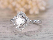 1.25 Ct Moissanite and Diamond Wedding Ring Cushion Cut 