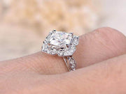 1.25 Ct Moissanite and Diamond Wedding Ring Cushion Cut 