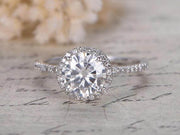 Classic 1.50 Carat Moissanite and Diamond Engagement Ring in White Gold
