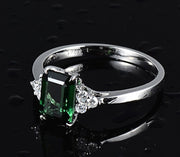 2 Carat Emerald and Moissanite Diamond Engagement Ring in White Gold