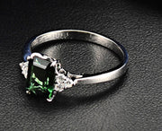 2 Carat Emerald and Moissanite Diamond Engagement Ring in White Gold