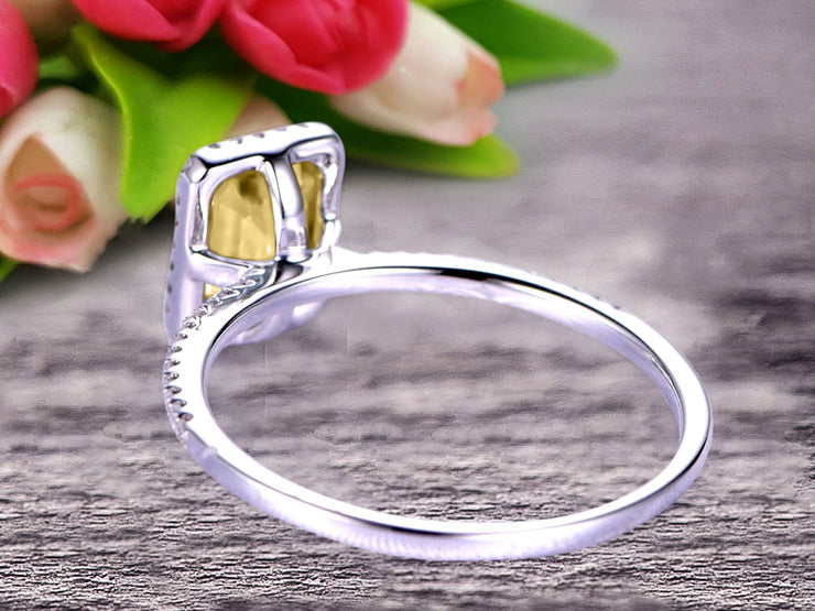 Classic And Stunning Look 10k White Gold 1.5 Carat Emerald Cut Champagne Diamond Moissanite Engagement Ring 