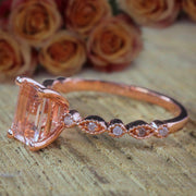 Limited Time Sale 1.25 Carat Real and Natural Morganite and Diamond Engagement Ring in 10k Rose Gold