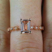 Limited Time Sale 1.25 Carat Real and Natural Morganite and Diamond Engagement Ring in 10k Rose Gold