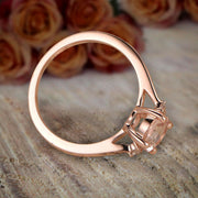 Limited Time Sale Trilogy Three Stone 1.10 carat Morganite and Diamond Engagement Ring 10k Rose Gold