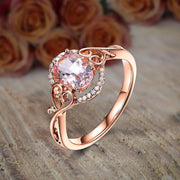 Sale 1.25 Carat Oval Cut Morganite and Diamond Engagement Ring Wedding Ring in 10k Rose Gold Jewelry