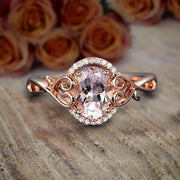 Sale 1.25 Carat Oval Cut Morganite and Diamond Engagement Ring Wedding Ring in 10k Rose Gold Jewelry