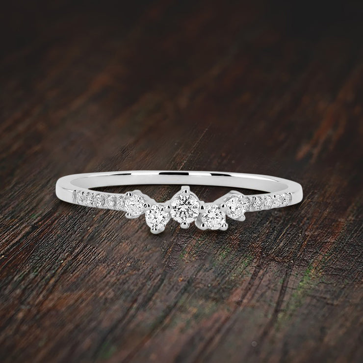 0.25 Carat Round Moissanite Diamond Stackable Engagement Ring Wedding Band