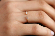 Beautiful Open Top Baguette Moissanite Engagement Ring Promise Ring on 10k Gold